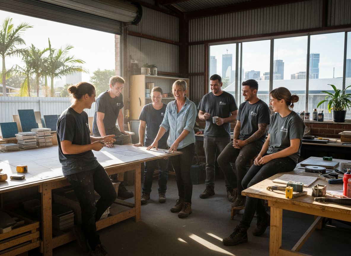 The Pool Builders Brisbane Test A team at work in Brisbane